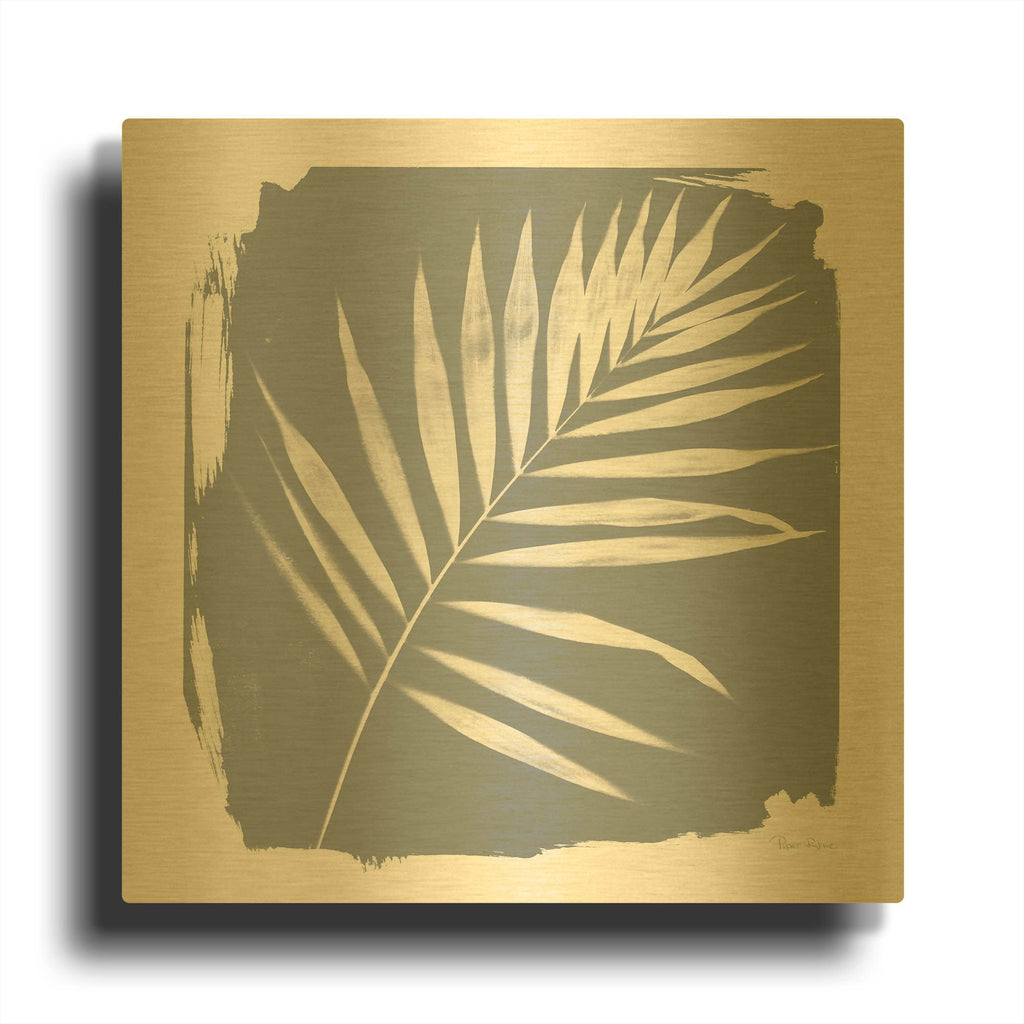 'Nature by the Lake Frond 2 Sq Natural' By Piper Rhue Gold Metal Wall Art