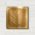 'Nature by the Lake Frond 3 Sq Natural' By Piper Rhue Gold Metal Wall Art