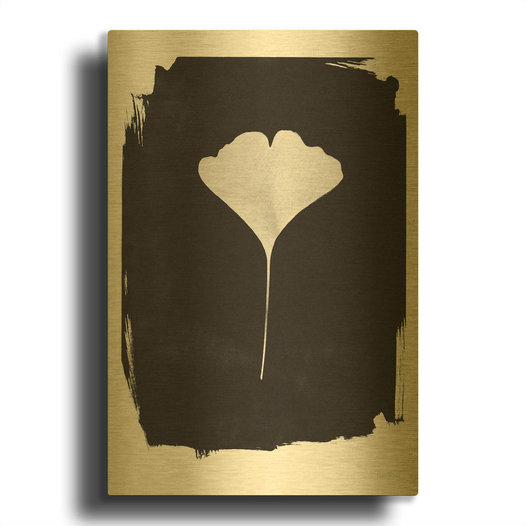 'Nature by the Lake Gingko 1 Black' By Piper Rhue Gold Metal Wall Art
