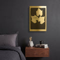 'Nature by the Lake Leaves 1 Black' By Piper Rhue Gold Metal Wall Art
