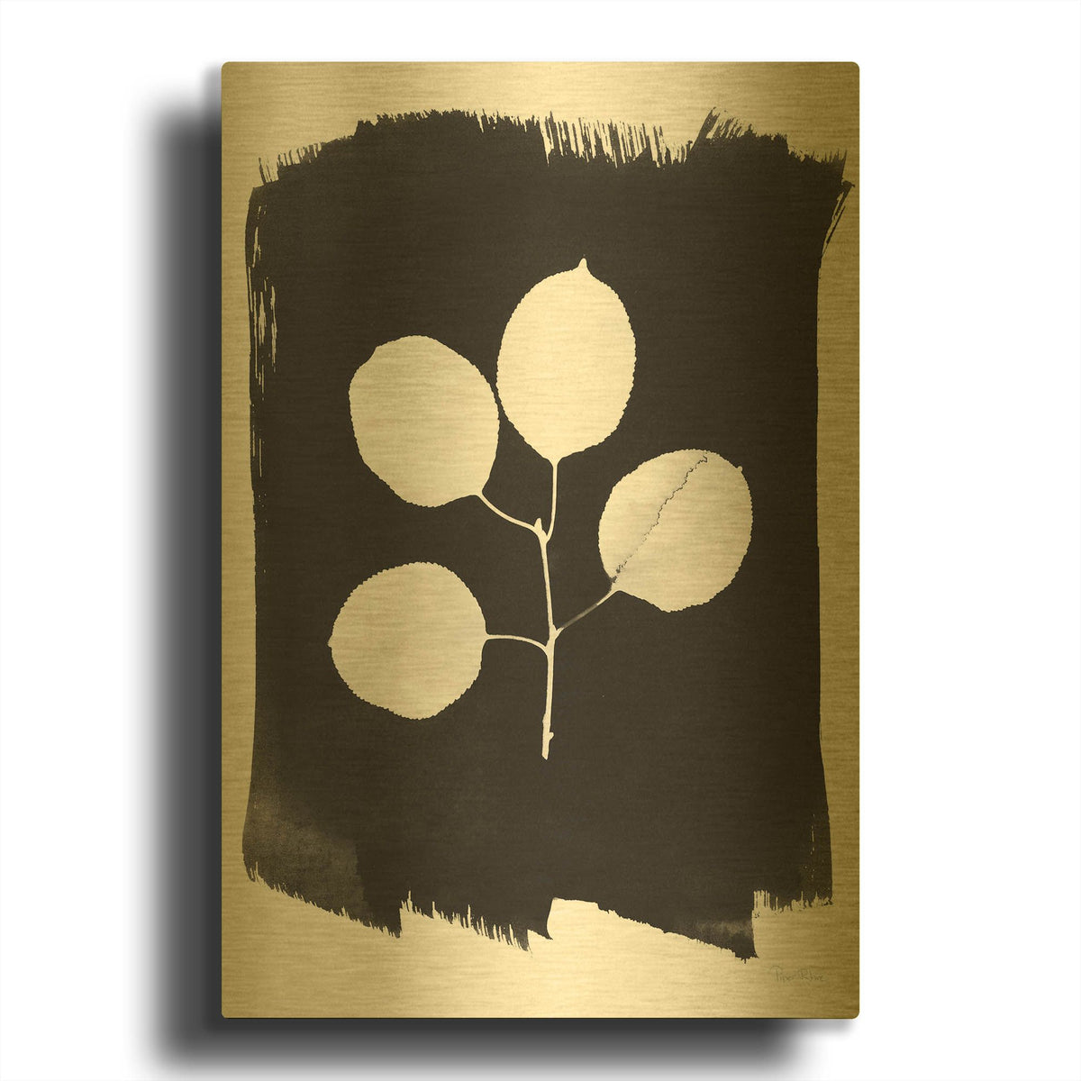 'Nature by the Lake Leaves 2 Black' By Piper Rhue Gold Metal Wall Art