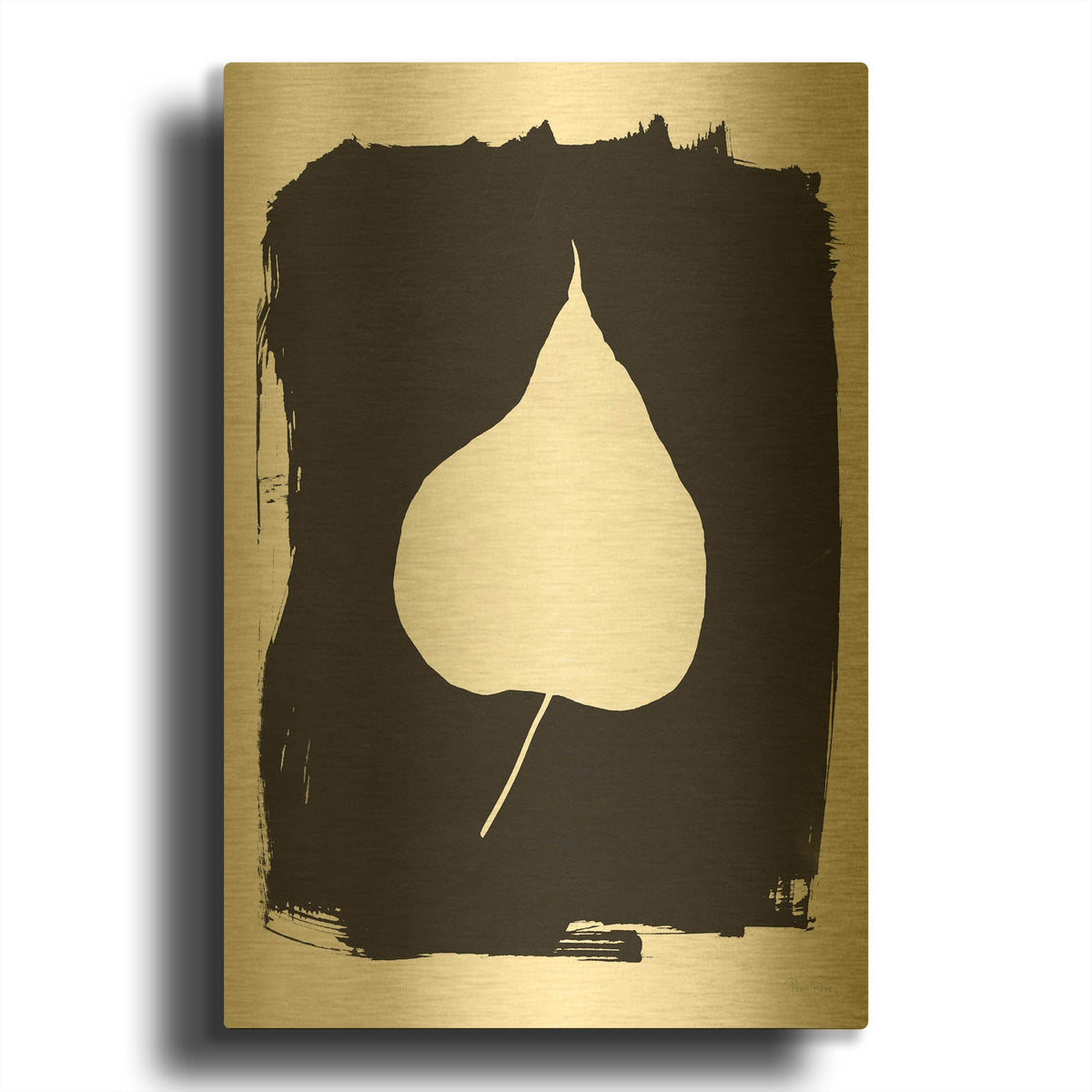 'Nature by the Lake Leaves 3 Black' By Piper Rhue Gold Metal Wall Art