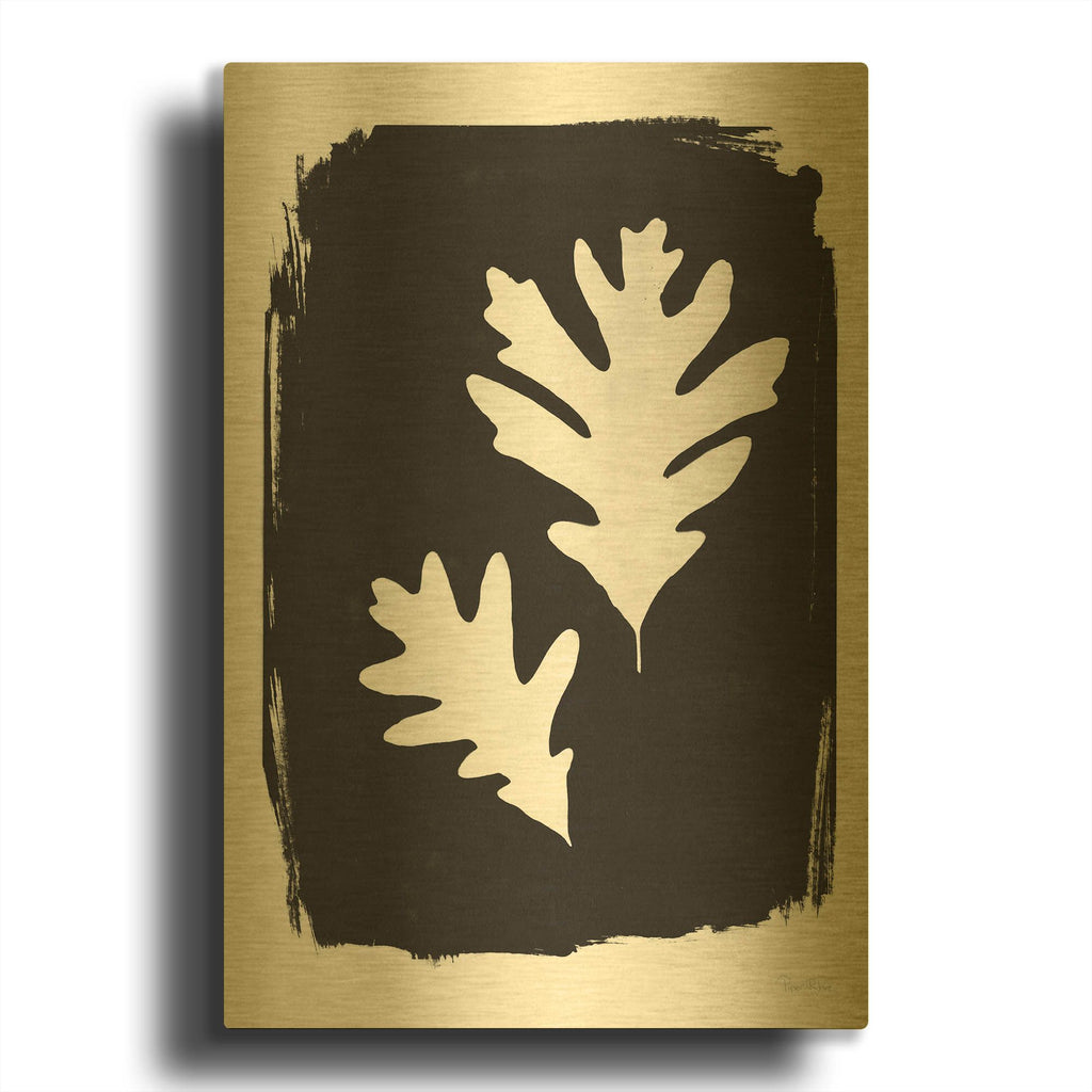 'Nature by the Lake Leaves 4 Black' By Piper Rhue Gold Metal Wall Art