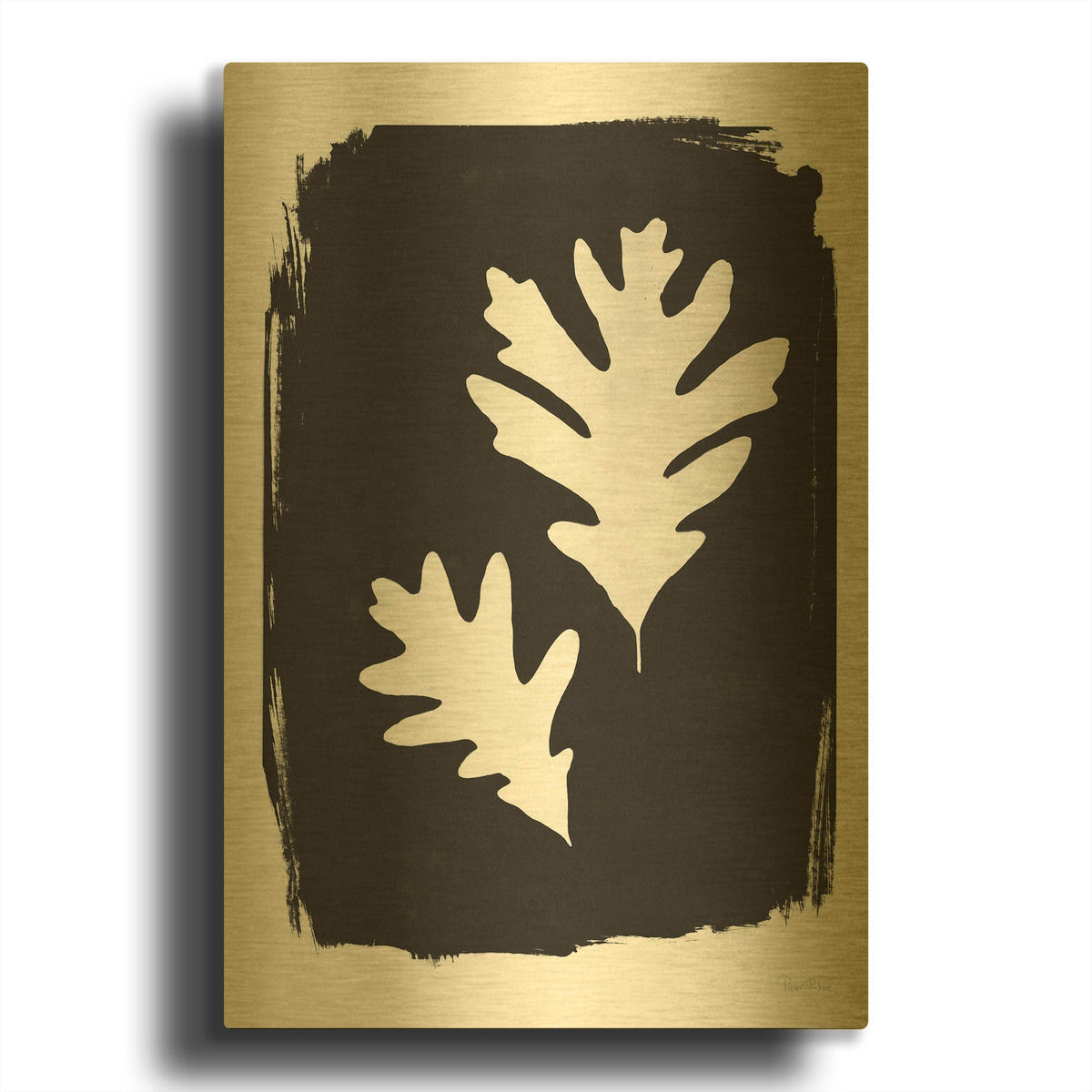 'Nature by the Lake Leaves 4 Black' By Piper Rhue Gold Metal Wall Art