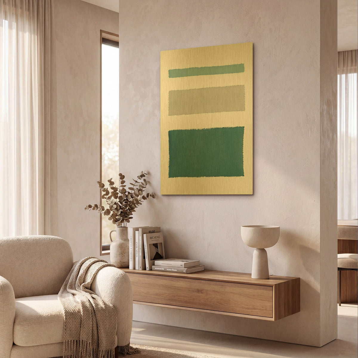 'Painted Weaving 4 Blue Green' By Piper Rhue Gold Metal Wall Art