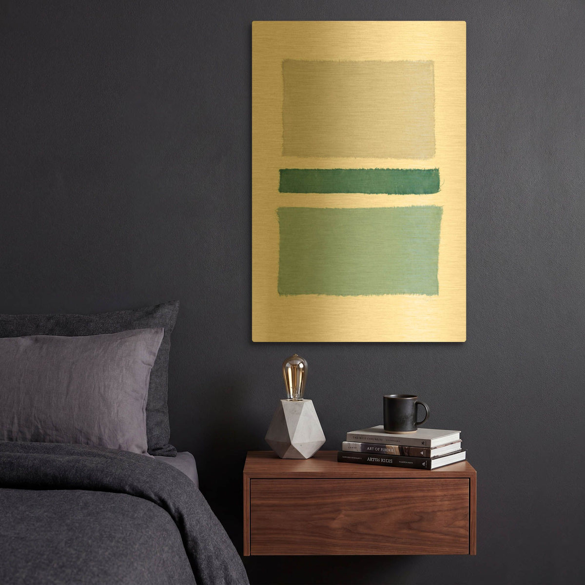 'Painted Weaving 5 Blue Green' By Piper Rhue Gold Metal Wall Art