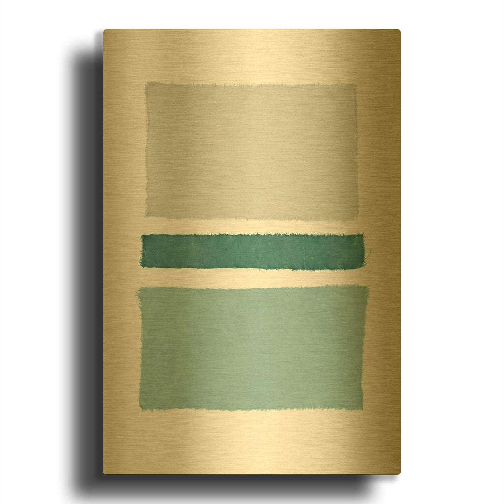 'Painted Weaving 5 Blue Green' By Piper Rhue Gold Metal Wall Art