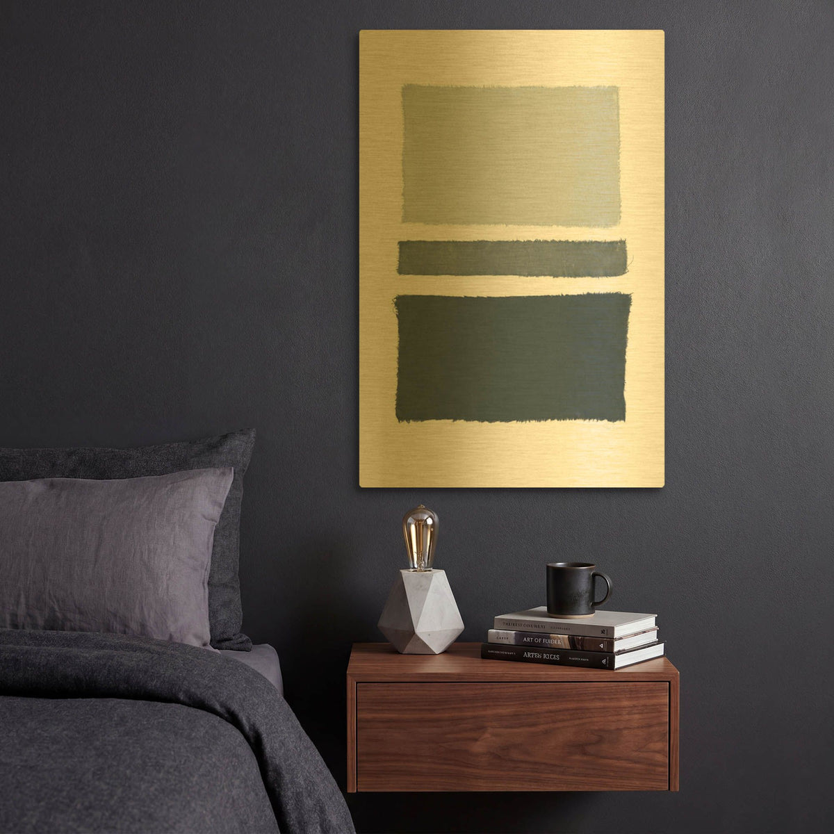 'Painted Weaving 5 Dark' By Piper Rhue Gold Metal Wall Art