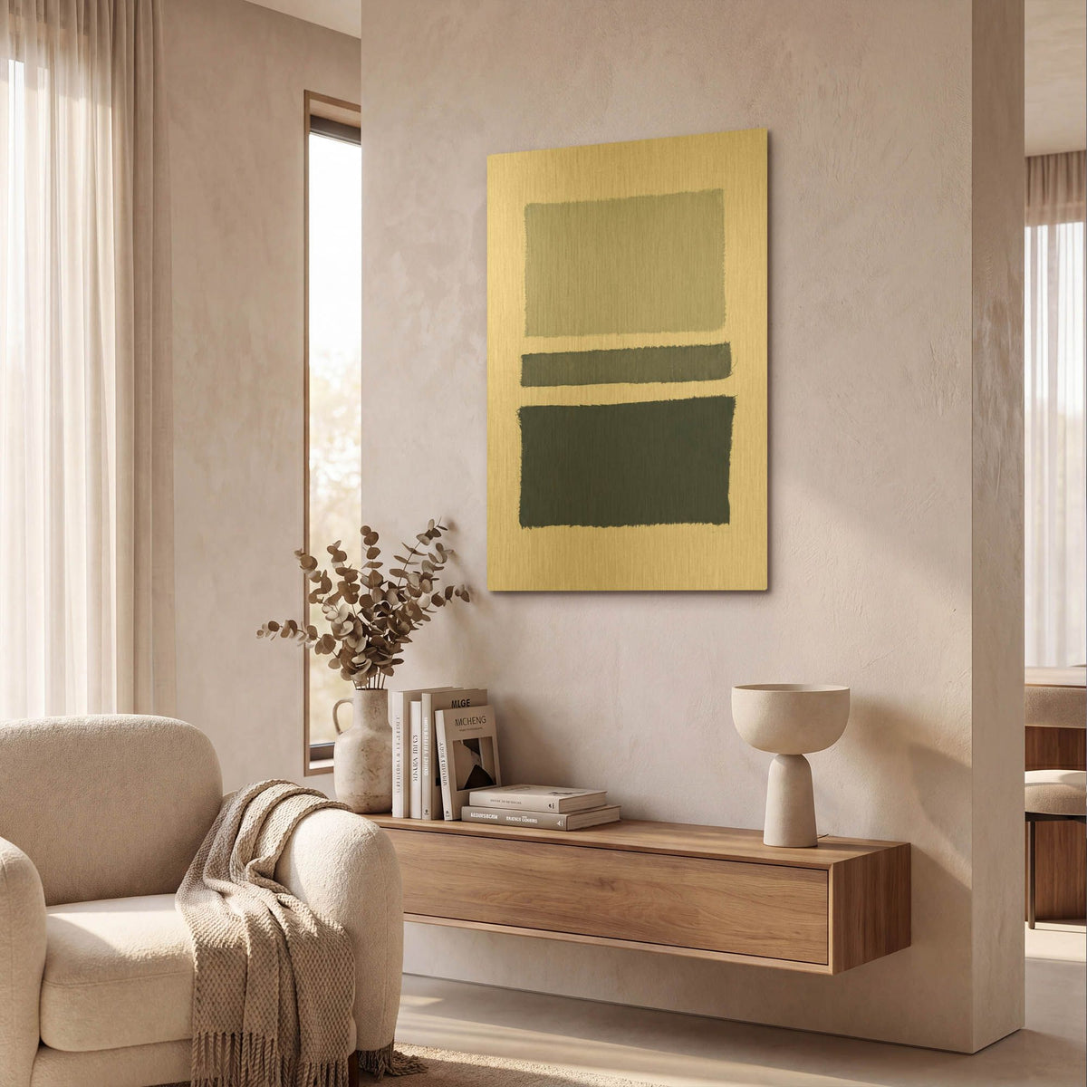 'Painted Weaving 5 Dark' By Piper Rhue Gold Metal Wall Art