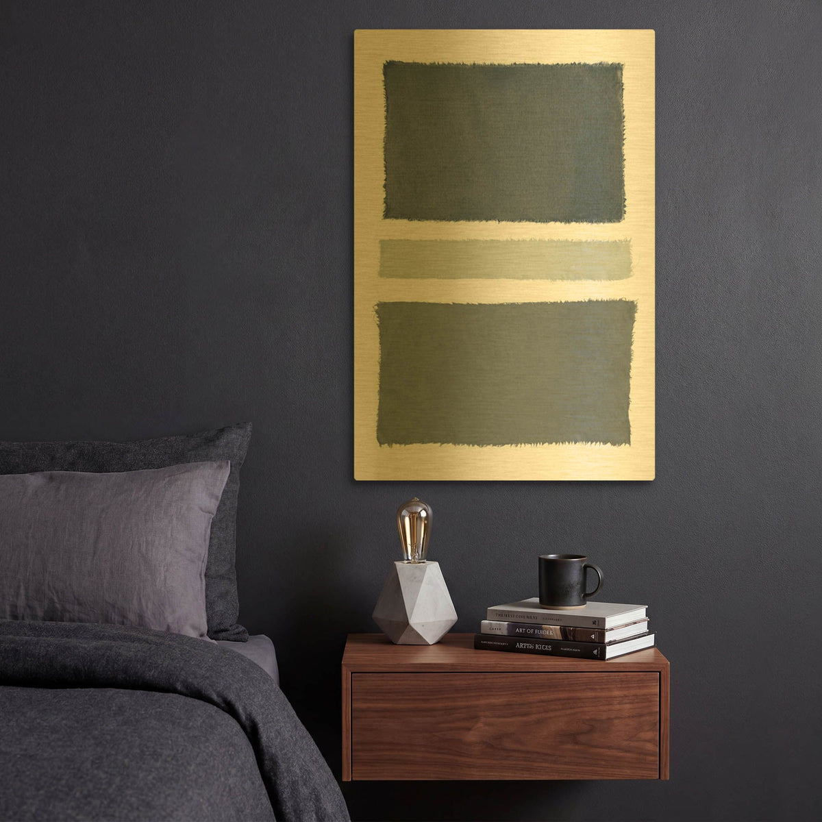 'Painted Weaving 5 Gray' By Piper Rhue Gold Metal Wall Art