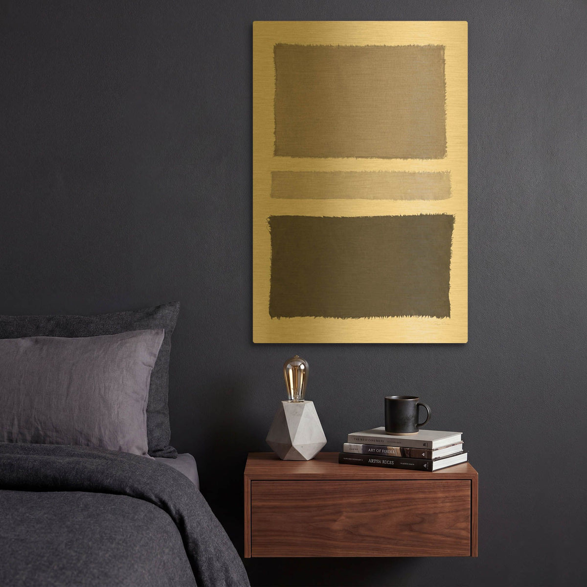 'Painted Weaving 5A Neutral' By Piper Rhue Gold Metal Wall Art