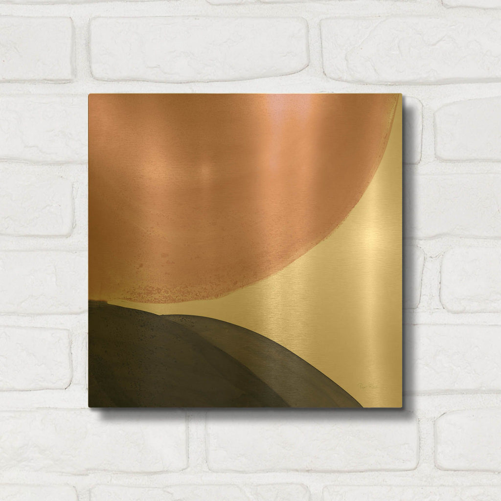 'Pools of Navy Pink 2' By Piper Rhue Gold Metal Wall Art