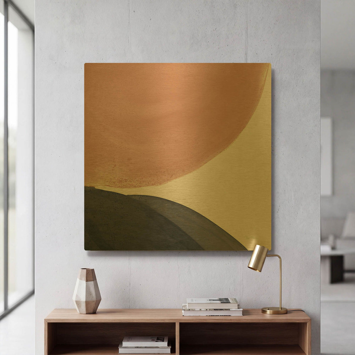 'Pools of Navy Pink 2' By Piper Rhue Gold Metal Wall Art