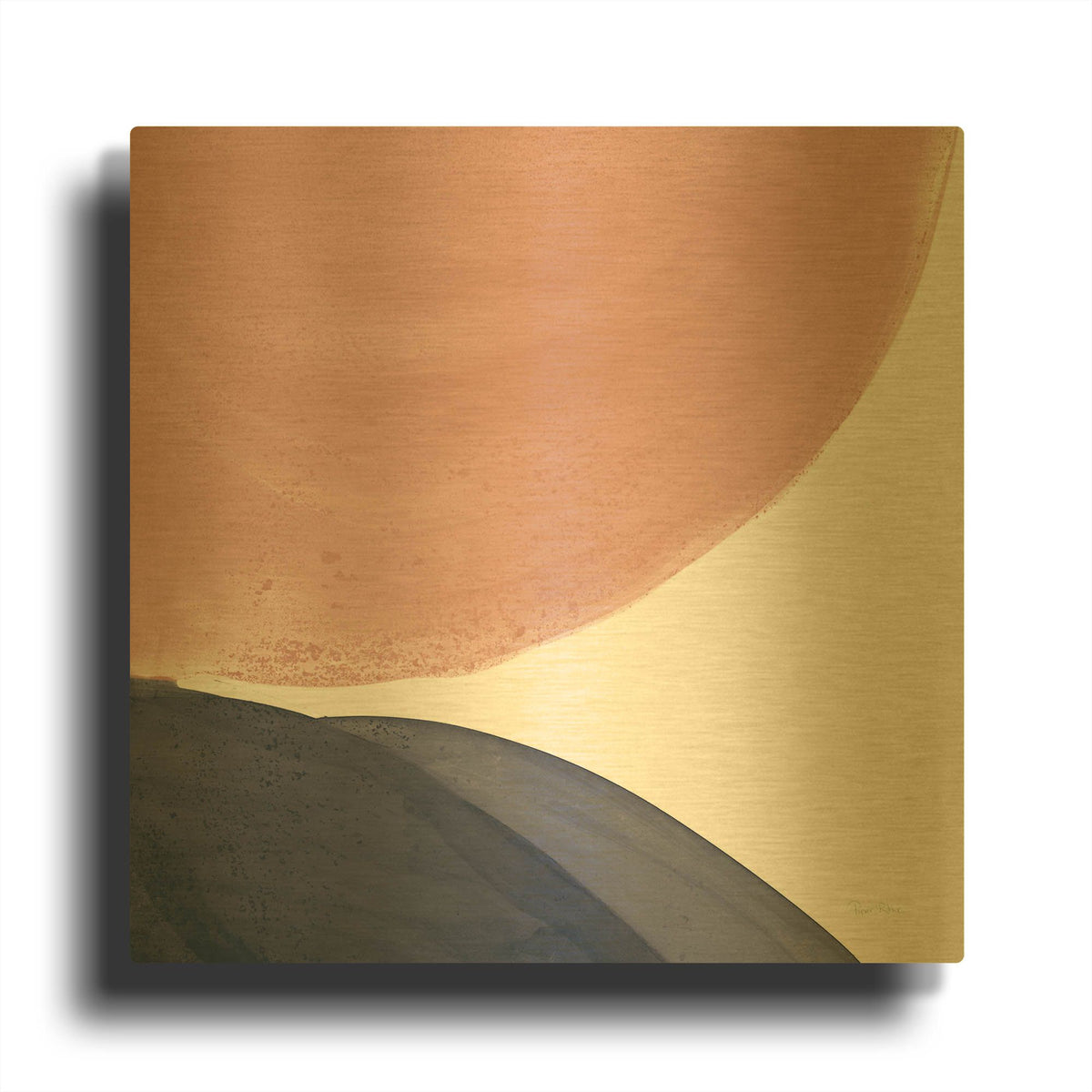 'Pools of Navy Pink 2' By Piper Rhue Gold Metal Wall Art
