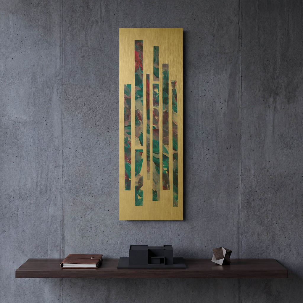 'Ribbons of Jewels 1' By Piper Rhue Gold Metal Wall Art