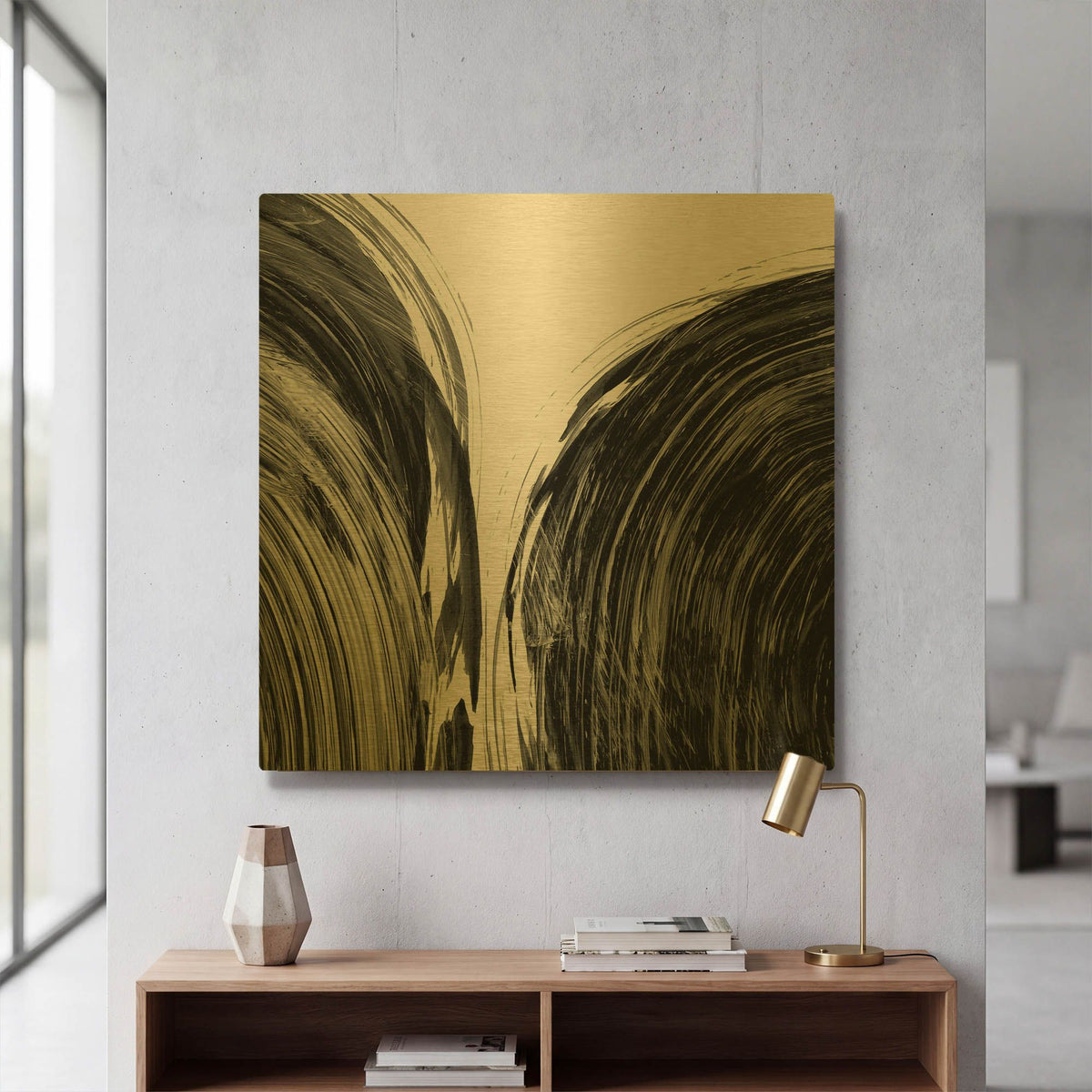 'Swirl 1 BW' By Piper Rhue Gold Metal Wall Art