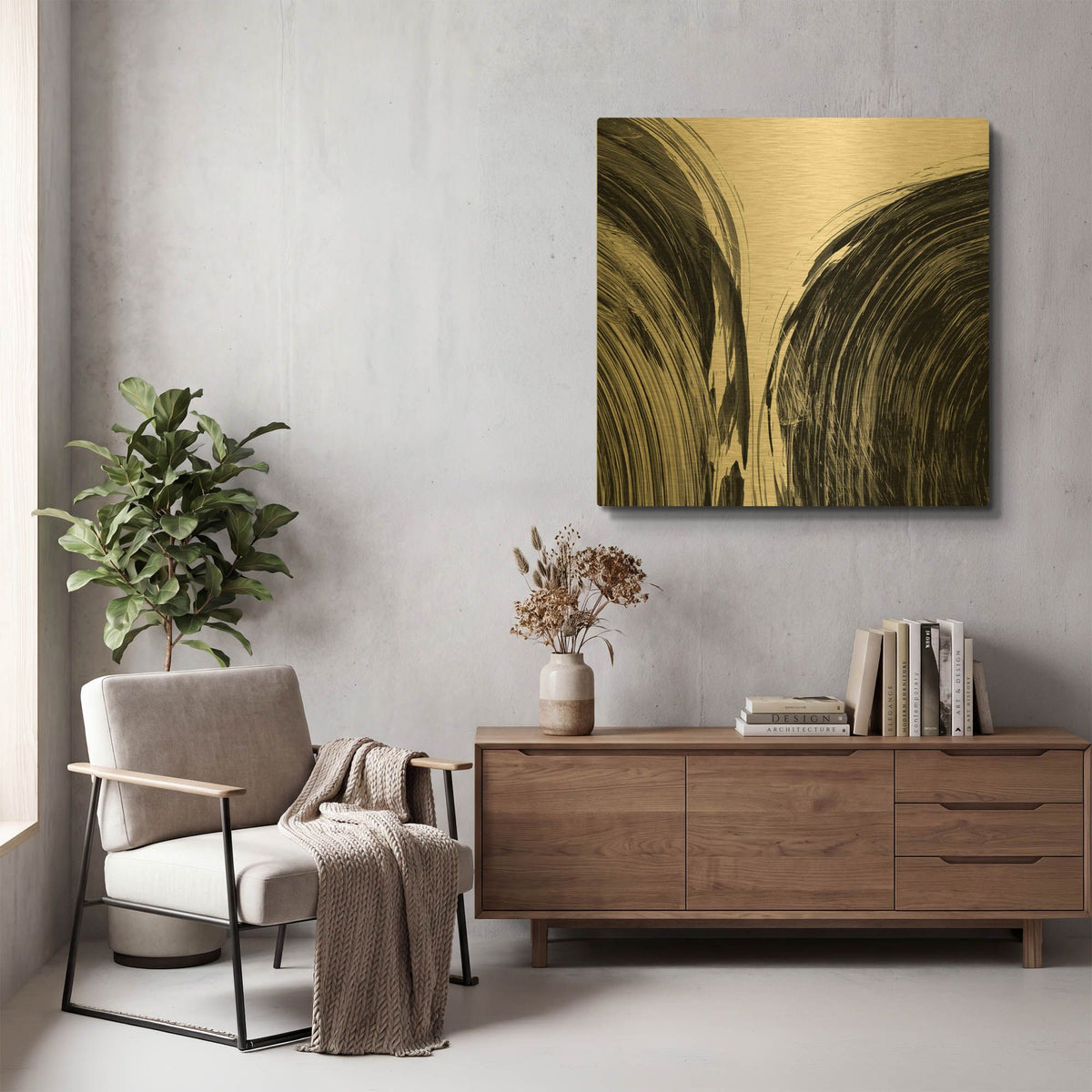 'Swirl 1 BW' By Piper Rhue Gold Metal Wall Art