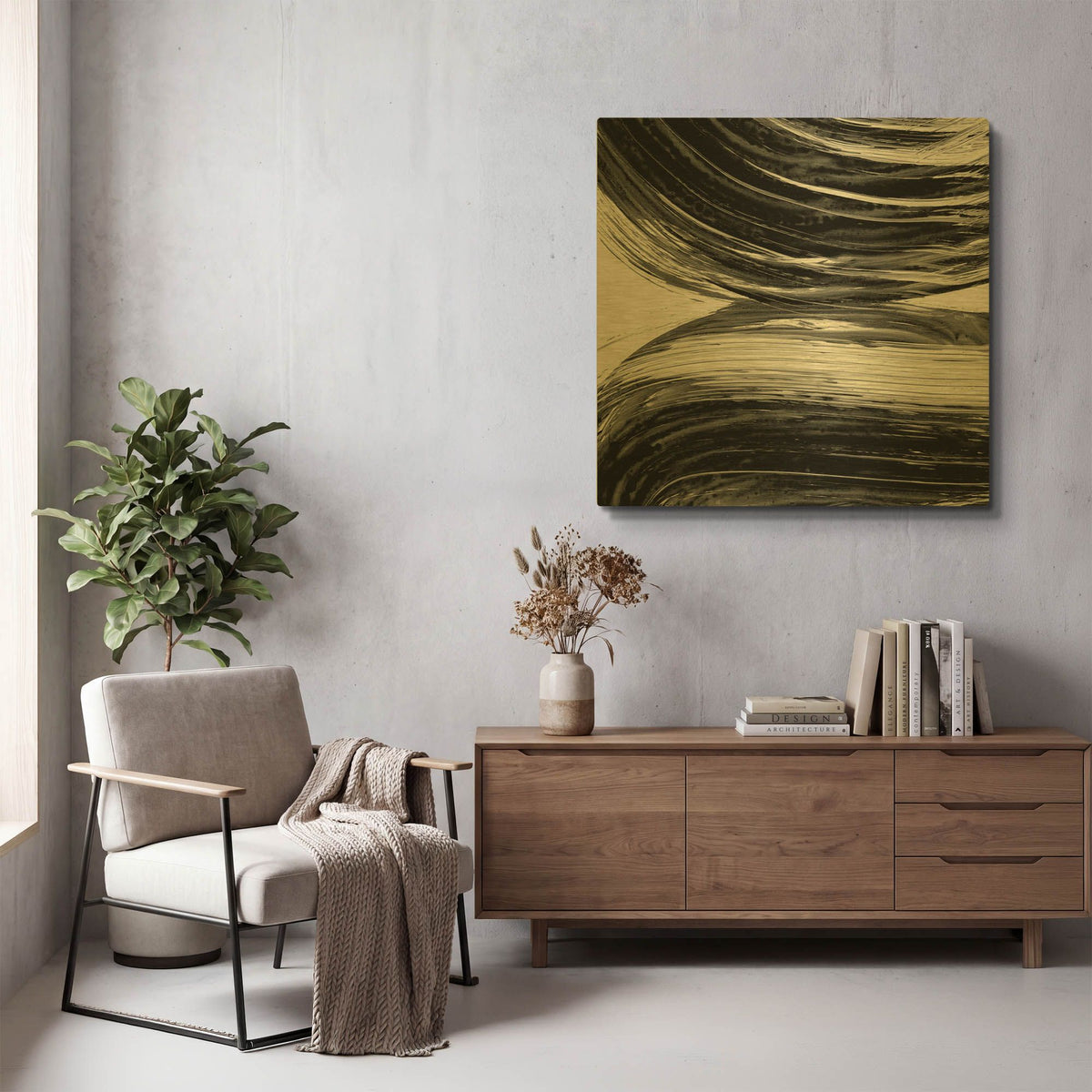 'Swirl 2 BW' By Piper Rhue Gold Metal Wall Art