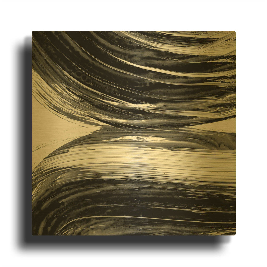 'Swirl 2 BW' By Piper Rhue Gold Metal Wall Art