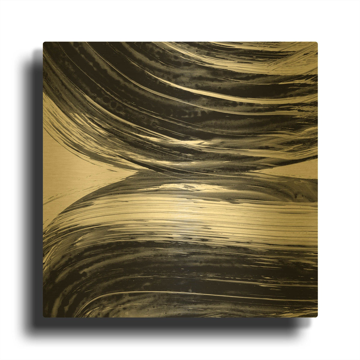 'Swirl 2 BW' By Piper Rhue Gold Metal Wall Art