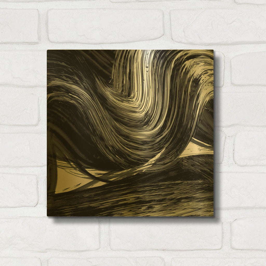 'Swirl 3 BW' By Piper Rhue Gold Metal Wall Art