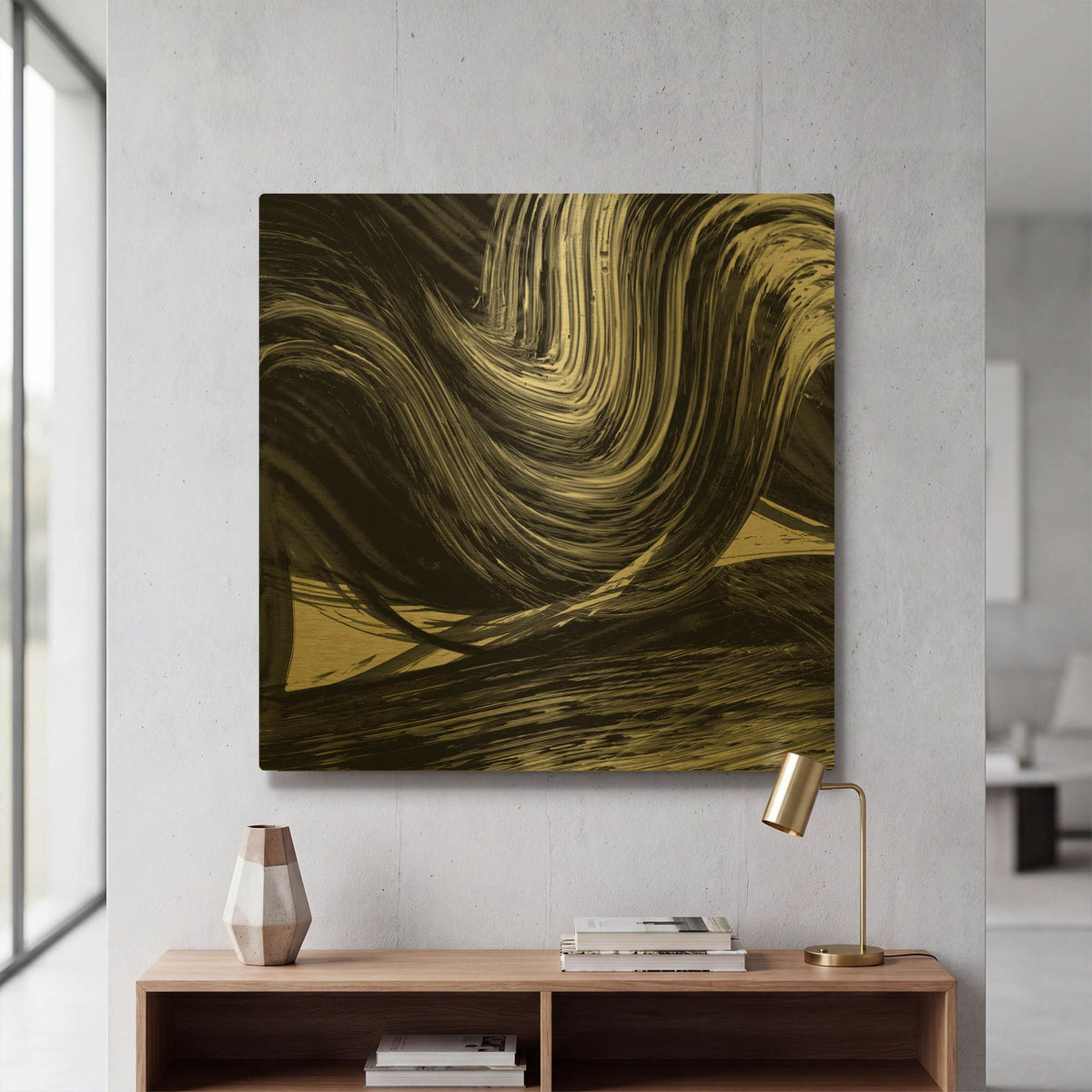 'Swirl 3 BW' By Piper Rhue Gold Metal Wall Art