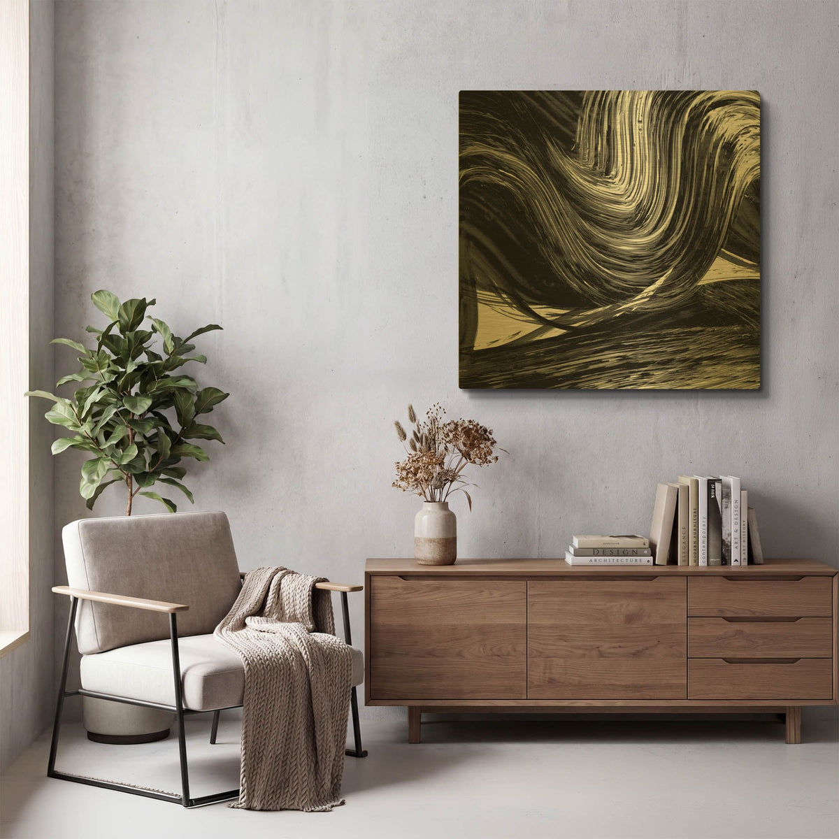 'Swirl 3 BW' By Piper Rhue Gold Metal Wall Art