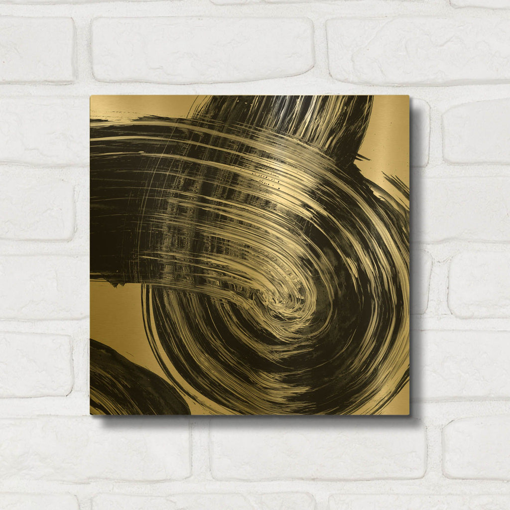 'Swirl 4 BW' By Piper Rhue Gold Metal Wall Art