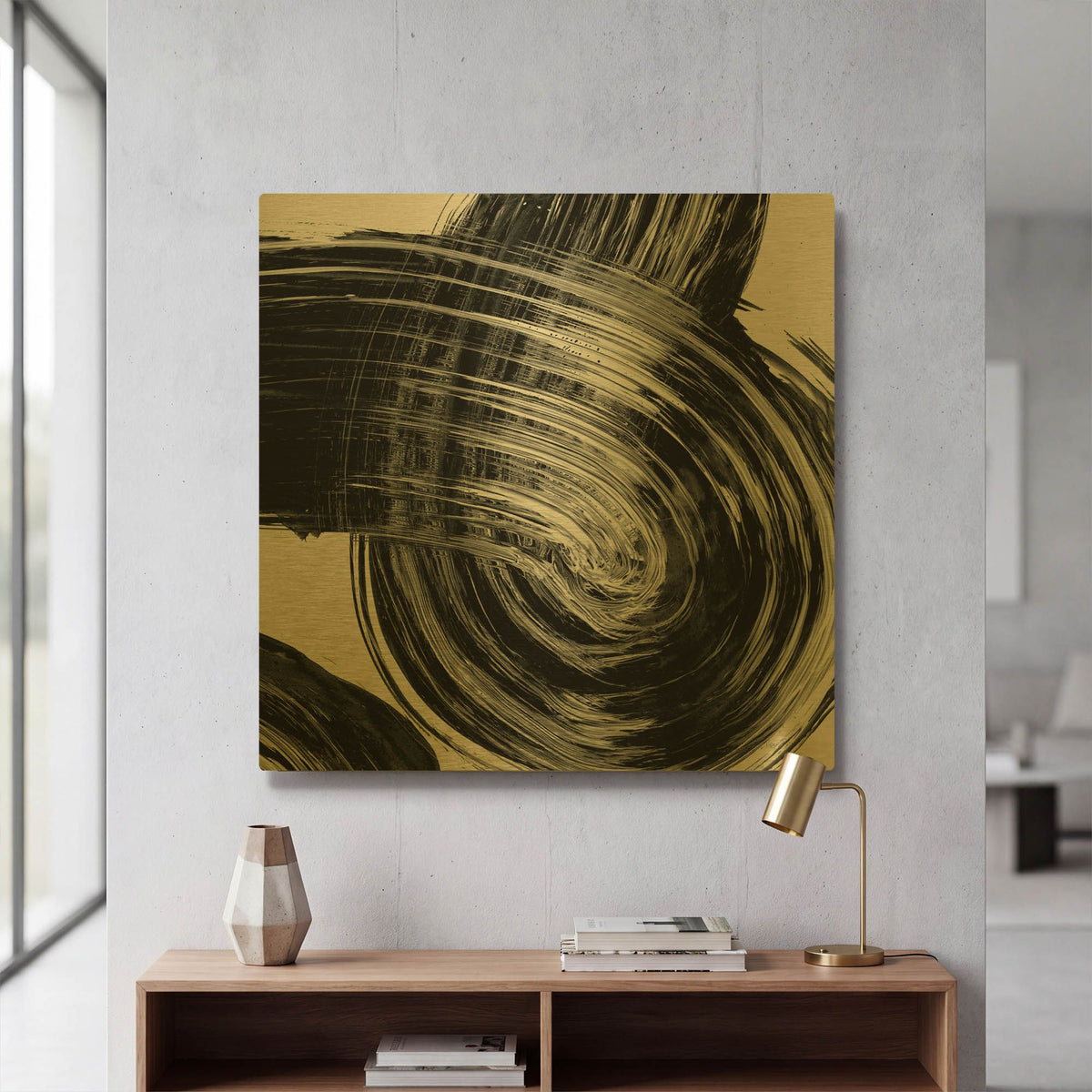 'Swirl 4 BW' By Piper Rhue Gold Metal Wall Art