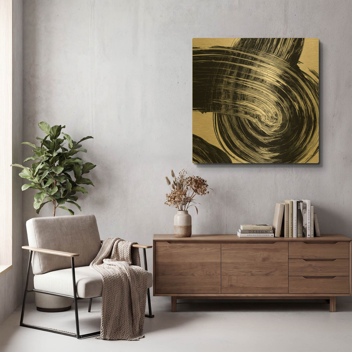 'Swirl 4 BW' By Piper Rhue Gold Metal Wall Art
