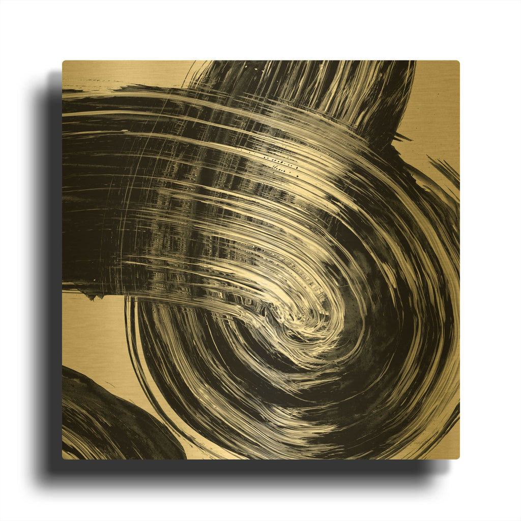 'Swirl 4 BW' By Piper Rhue Gold Metal Wall Art