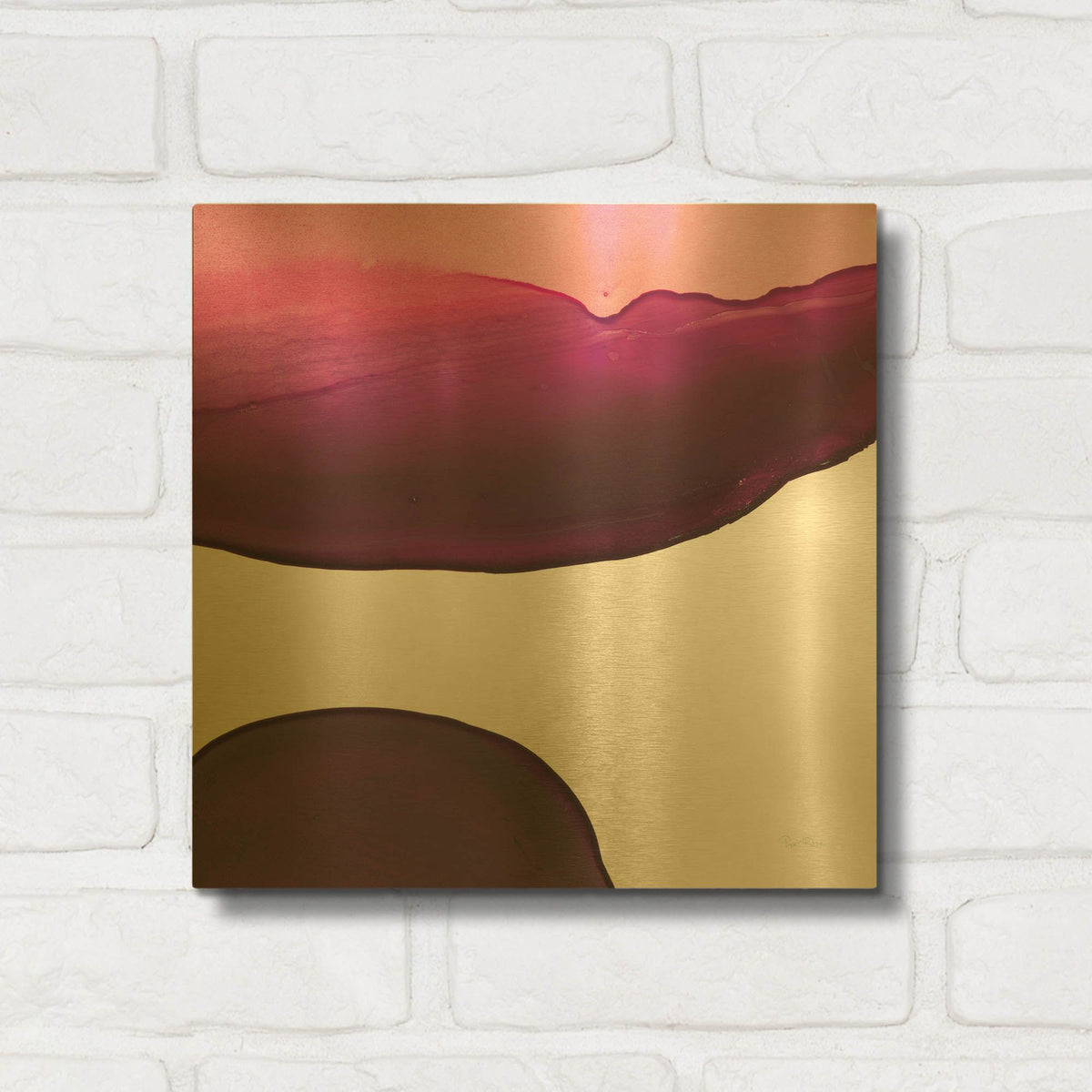 'Swish of Magenta 3' By Piper Rhue Gold Metal Wall Art
