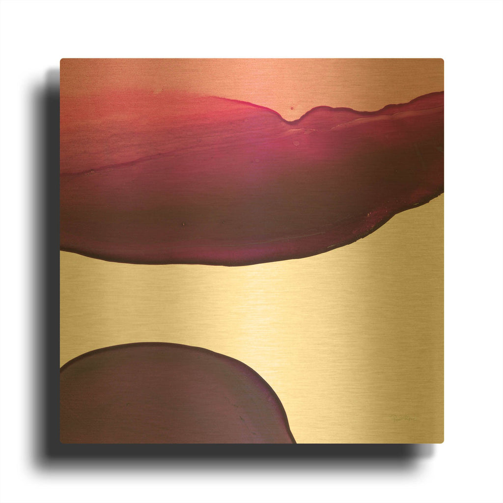 'Swish of Magenta 3' By Piper Rhue Gold Metal Wall Art