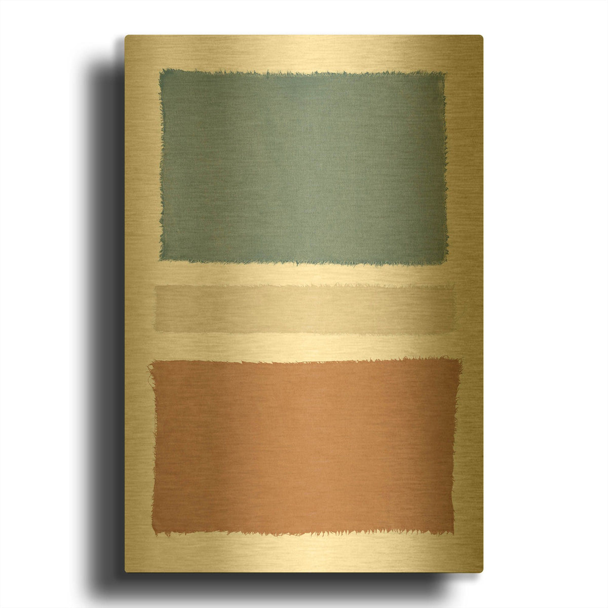 'Warm Painted Weaving 5' By Piper Rhue Gold Metal Wall Art