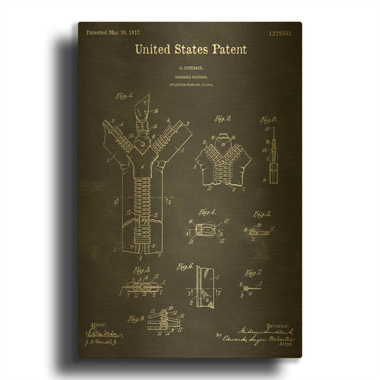 'Zipper Blueprint Patent Chalkboard' By LUXE Gold Metal Wall Art