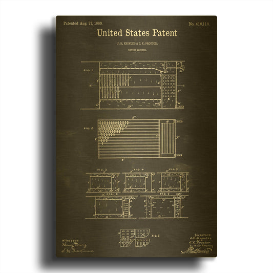 'Drying Machine Blueprint Patent Chalkboard' By LUXE Gold Metal Wall Art