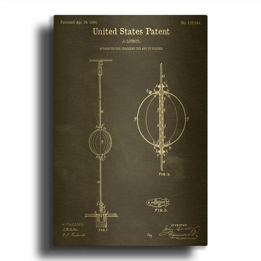 'Apparatus to Teach Boxing Blueprint Patent Chalkboard' By LUXE Gold Metal Wall Art