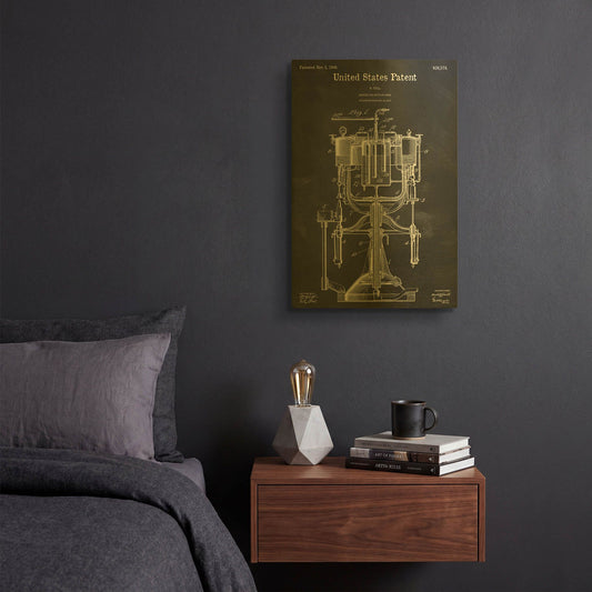 'Beer Bottling Machine Blueprint Patent Chalkboard' By LUXE Gold Metal Wall Art