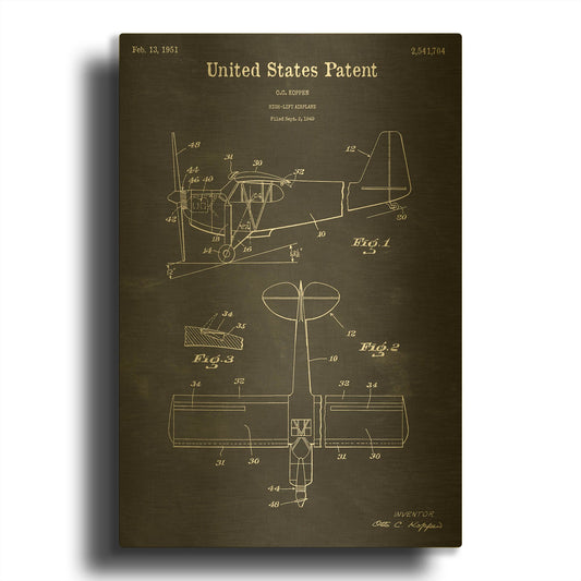 'High-Life Airplane Blueprint Patent Chalkboard' By LUXE Gold Metal Wall Art