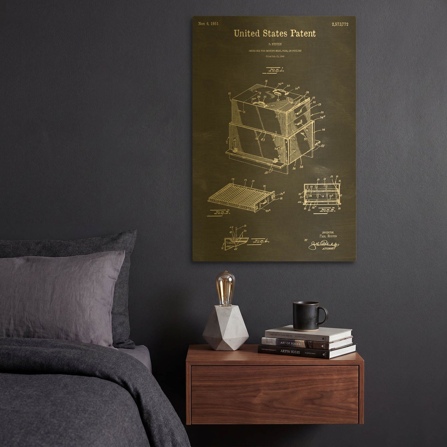 'Barbecue Blueprint Patent Chalkboard' By LUXE Gold Metal Wall Art