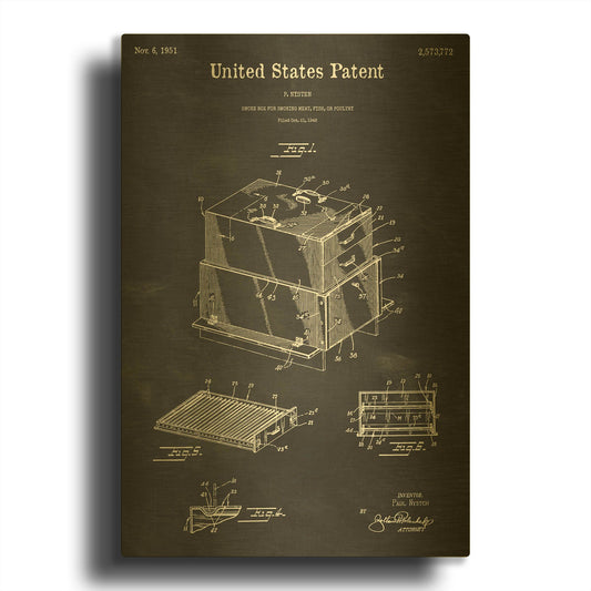 'Barbecue Blueprint Patent Chalkboard' By LUXE Gold Metal Wall Art