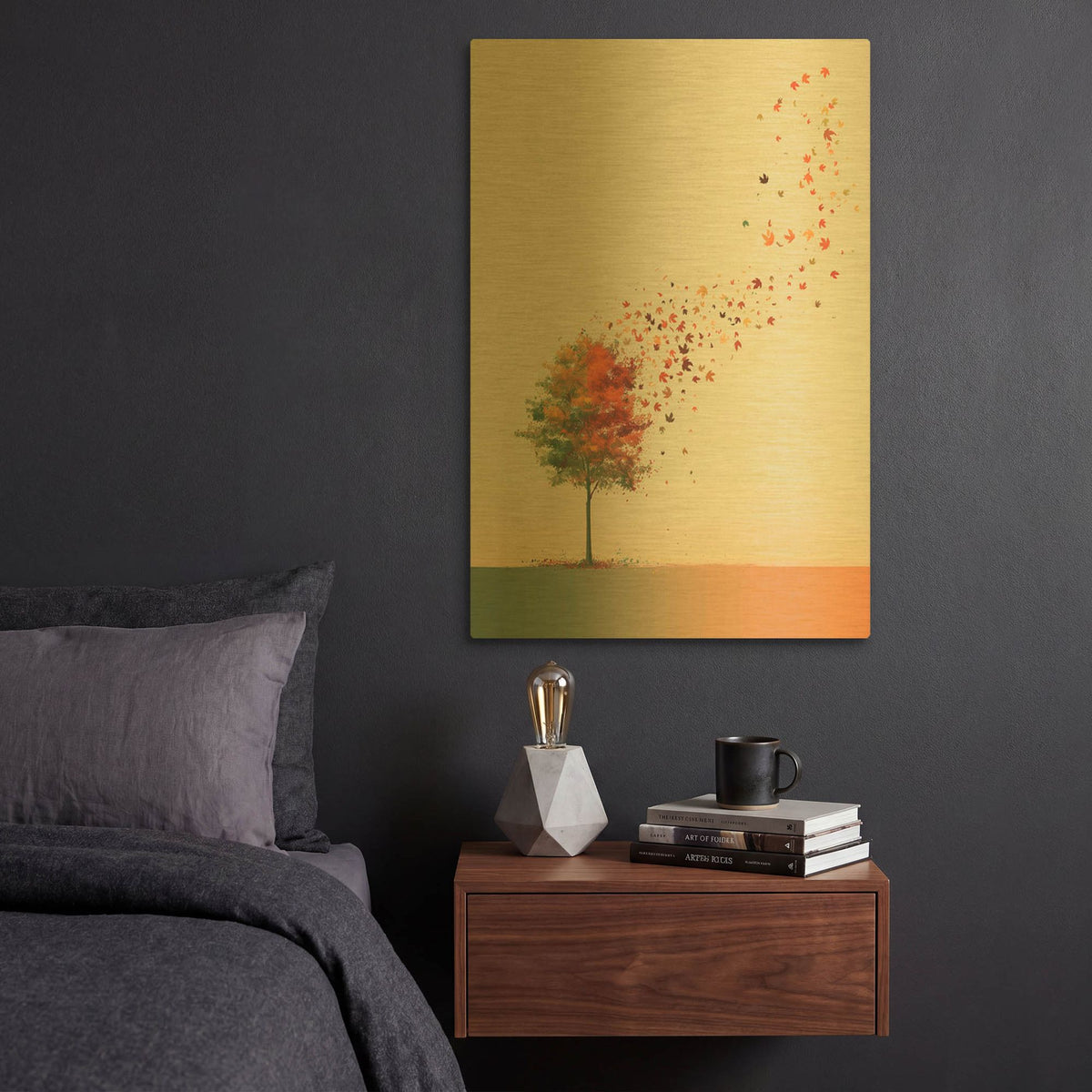 'A Leaf's Journey' By r3darch0n Gold Metal Wall Art