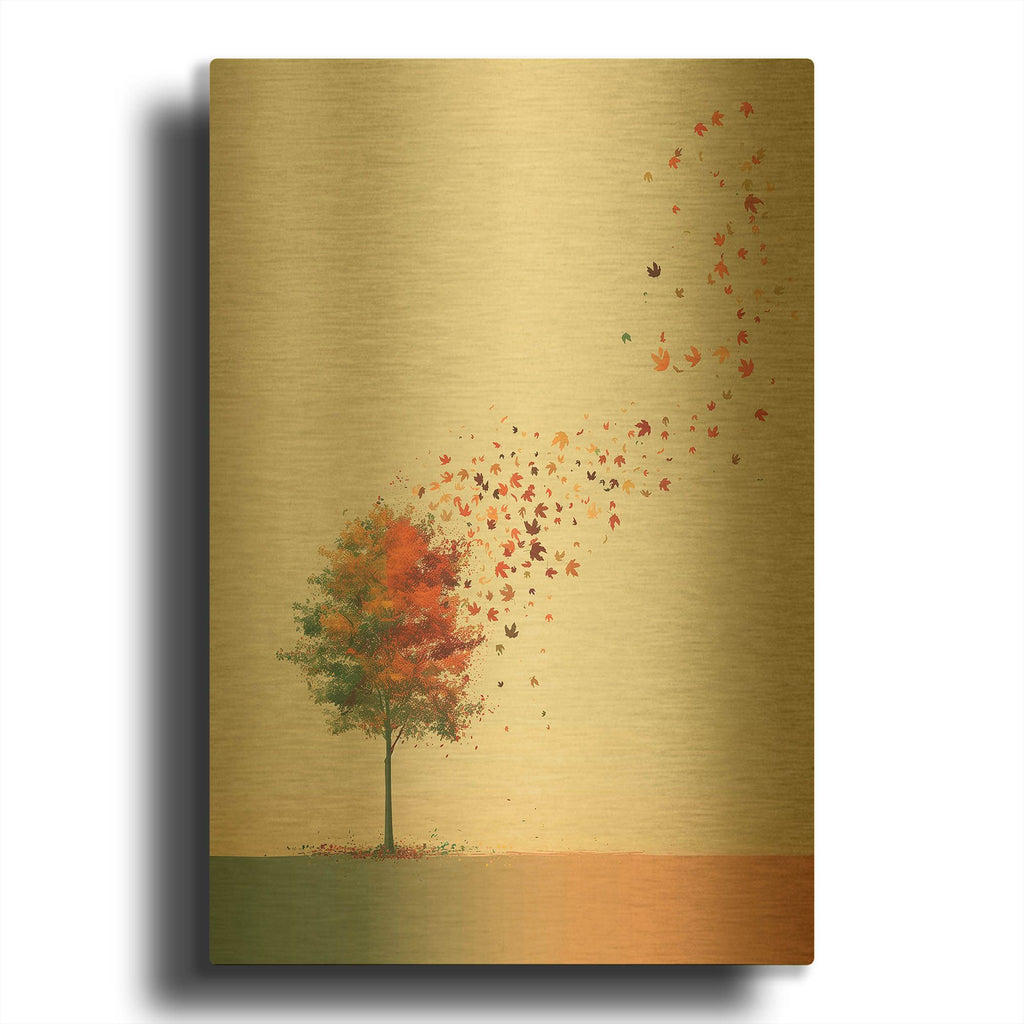 'A Leaf's Journey' By r3darch0n Gold Metal Wall Art