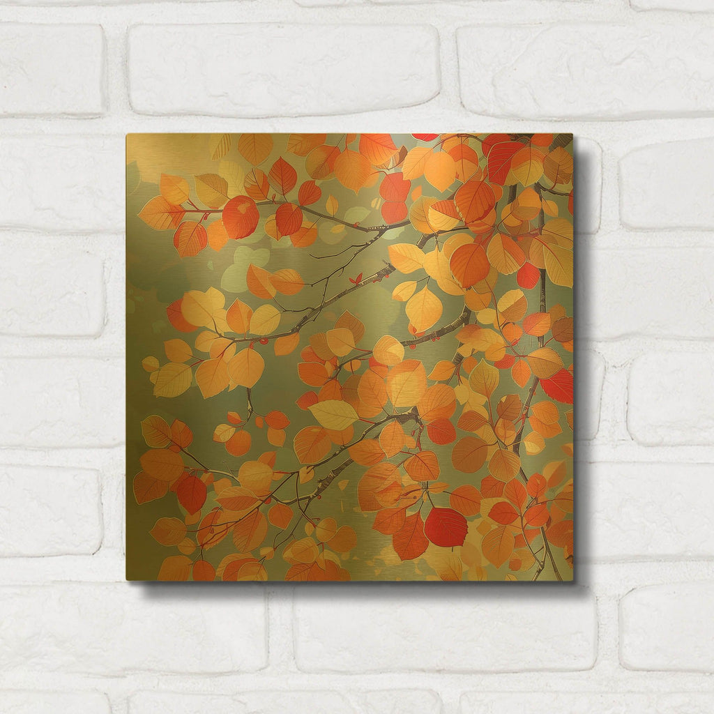 'Autumn Leaves in Sunlight' By r3darch0n Gold Metal Wall Art