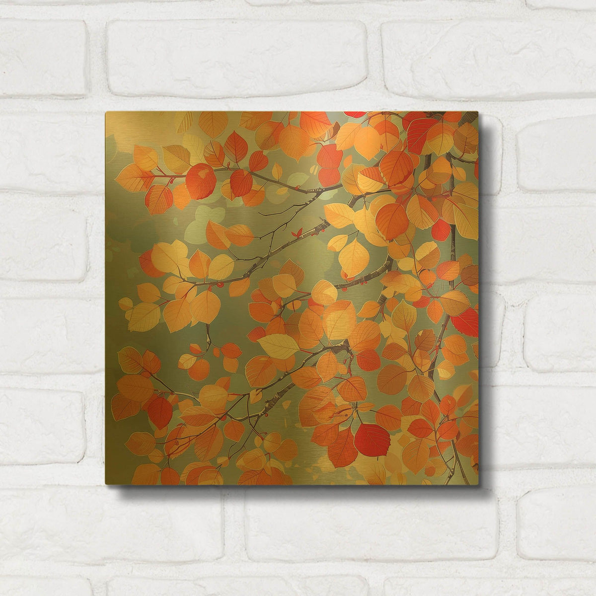 'Autumn Leaves in Sunlight' By r3darch0n Gold Metal Wall Art