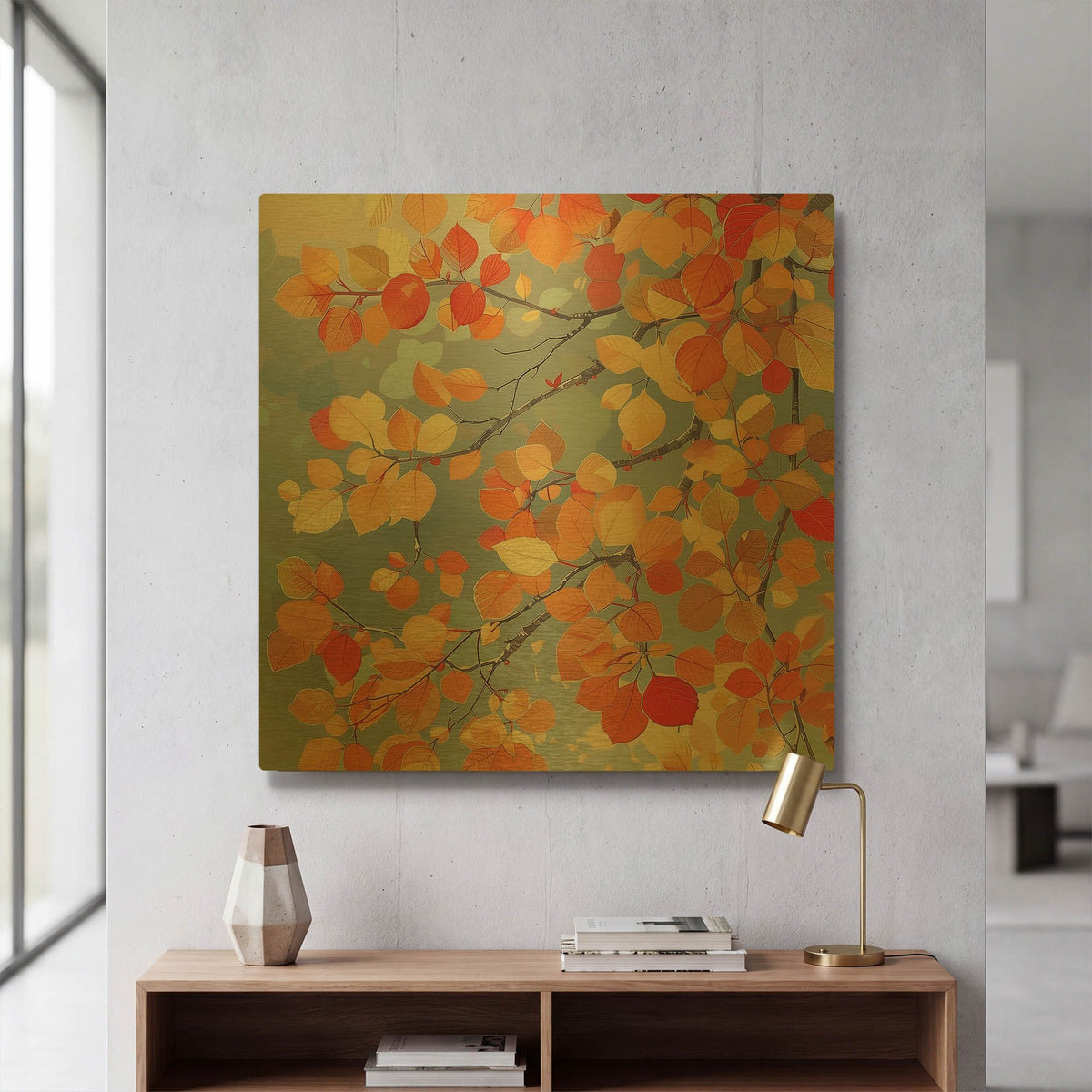 'Autumn Leaves in Sunlight' By r3darch0n Gold Metal Wall Art