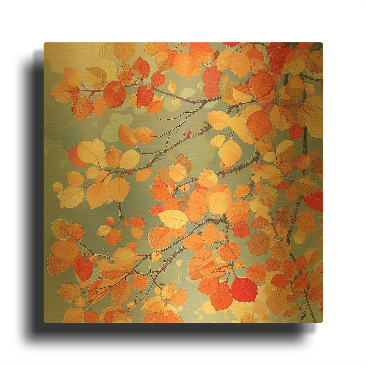 'Autumn Leaves in Sunlight' By r3darch0n Gold Metal Wall Art