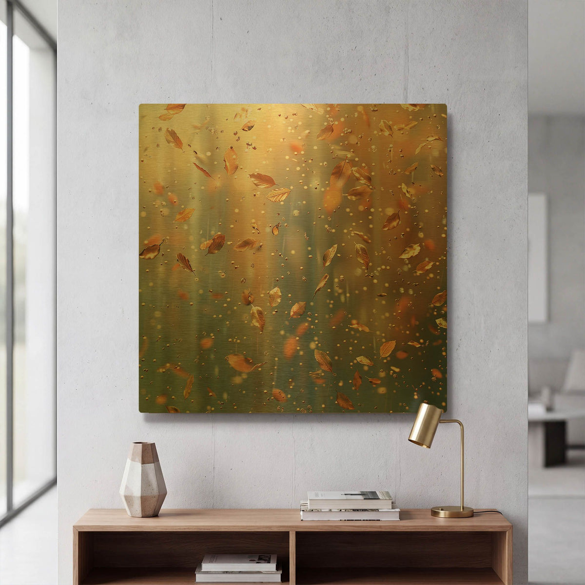 'Autumn Shower' By r3darch0n Gold Metal Wall Art