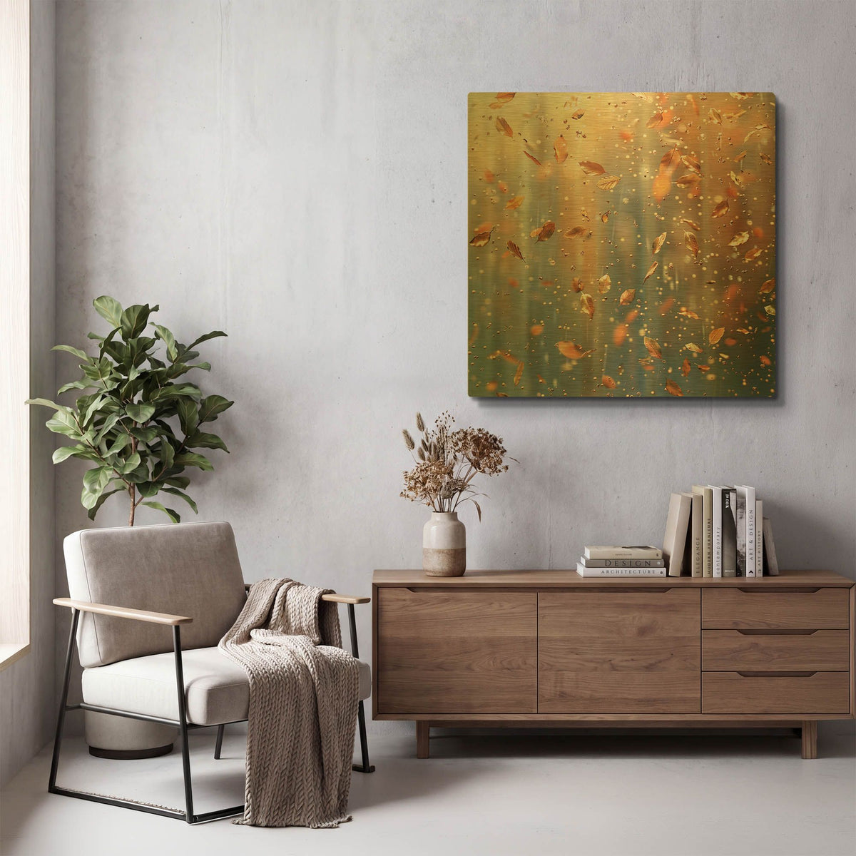 'Autumn Shower' By r3darch0n Gold Metal Wall Art