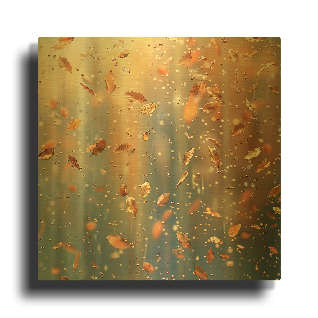 'Autumn Shower' By r3darch0n Gold Metal Wall Art